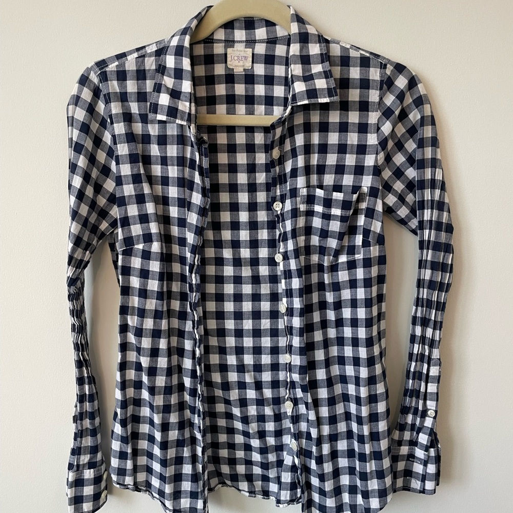 Navy Gingham Button Down